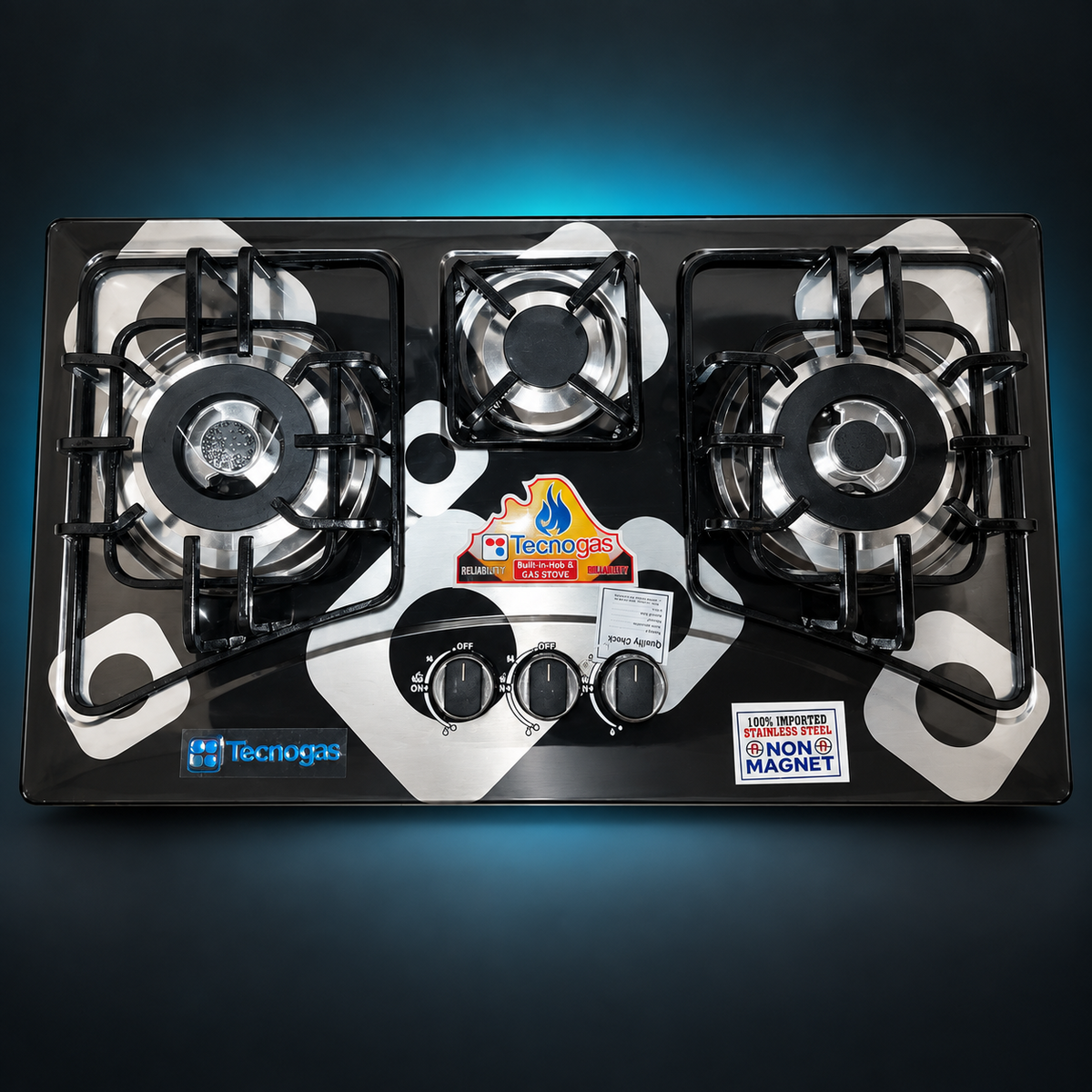 3 burner builtin hob manual heavy duty NG